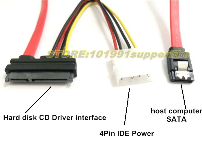 10 шт. новый продукт 80 см SATA 22Pin 7 + 15Pin Женский на удлинитель с Molex IDE 4Pin силовой