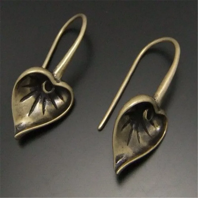 10 шт./лот Серьги молния Винтаж листья Форма стержня Оптовая Античная бронзовая Tone