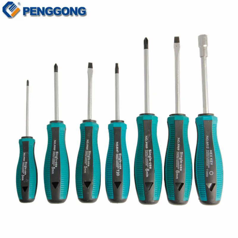 PENGGONG 7 шт. набор крестообразных отверток Phillips/Hex flex bits отвертка шлицевая Магнитная