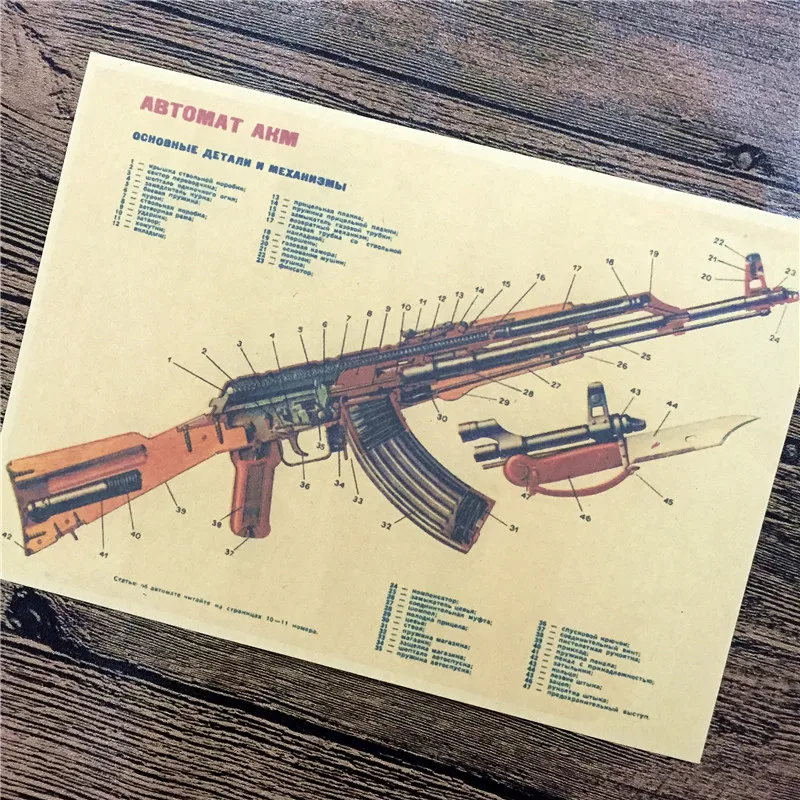 XQ 101 Ретро крафт бумага &quotABTOMAT AKM автомат&quot наклейки на стену домашний Декор