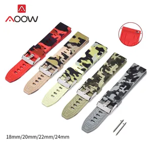 Ремешок Камуфляжный силиконовый для Samsung Galaxy Watch Gear S2 S3, быстросъемный резиновый спортивный браслет для часов, 18 мм 20 мм 22 мм 24 мм
