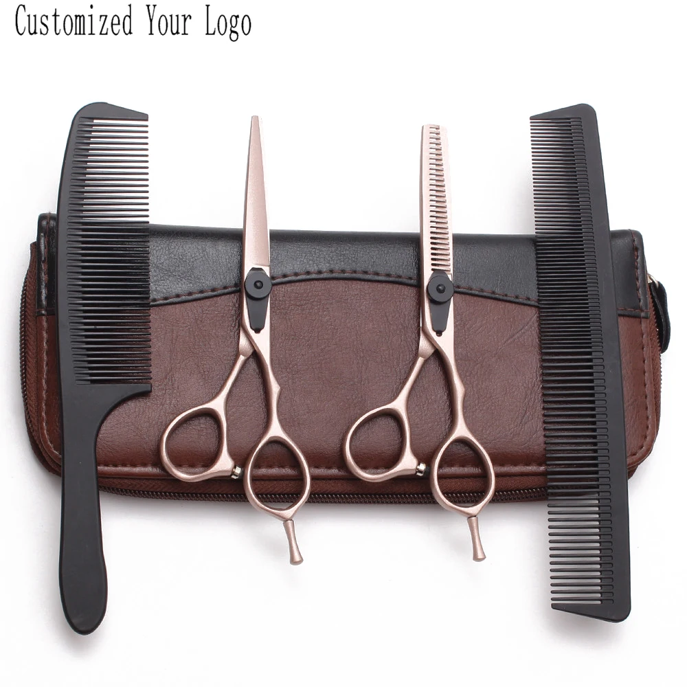 

Suit 5.5" 16cm Customized Logo C9015 Hairdressing Shears Cutting Scissors Thinning Shears Professional Hair Scissors With Combs