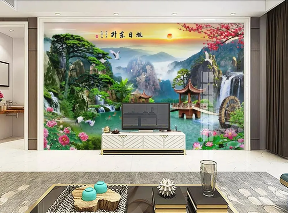 2021 Custom Beautiful Scenery 3D Wallpaper Mural Living Room Bedroom Wall Stickers Home Decor Background | Обустройство дома