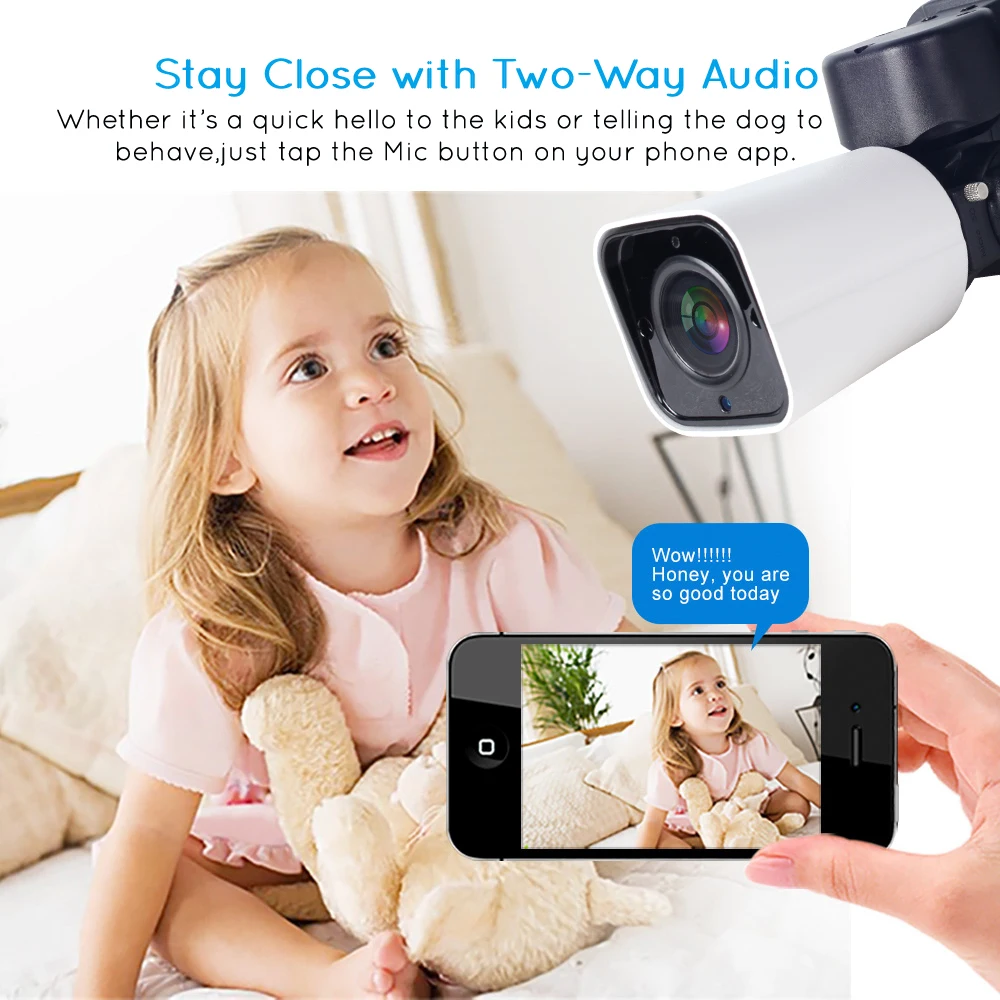 4 кратный оптический зум HD 1080P 2 мегапиксельная Wi Fi PTZ цилиндрическая ip камера