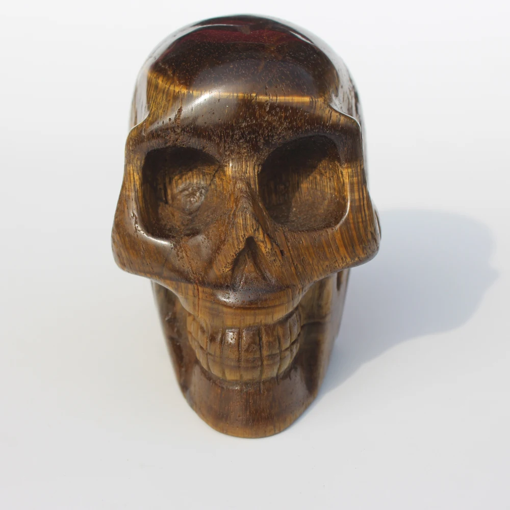 

420g Natural Pretty Tiger 's Eye Carved Quartz Crystal Skull ranging From China free shipping k04