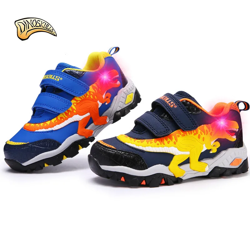 

Dinoskulls Toddler Boy Led Shoes Toddler Boy Sneakers Kids Light Up Led Dinosaur Shoes Running Sports Shoes for Children 27-34