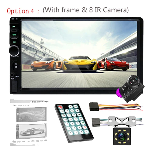 With 8 IR Camera AMPrime Автомагнитола 2din " сенсорный Автомагнитола Mirrorlink мультимедийный плеер Bluetooth MP4 MP5 стерео аудио авто с камерой заднего вида - Цвет: With 8 IR Camera