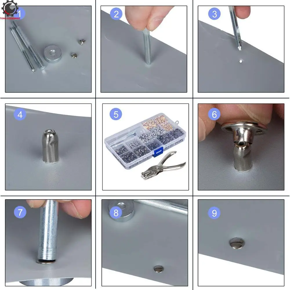 Leather Rivets Double Cap Rivet Tubular Metal Studs Spike Snap Fastener Press Button with 4 Fixing Set Tools | Дом и сад