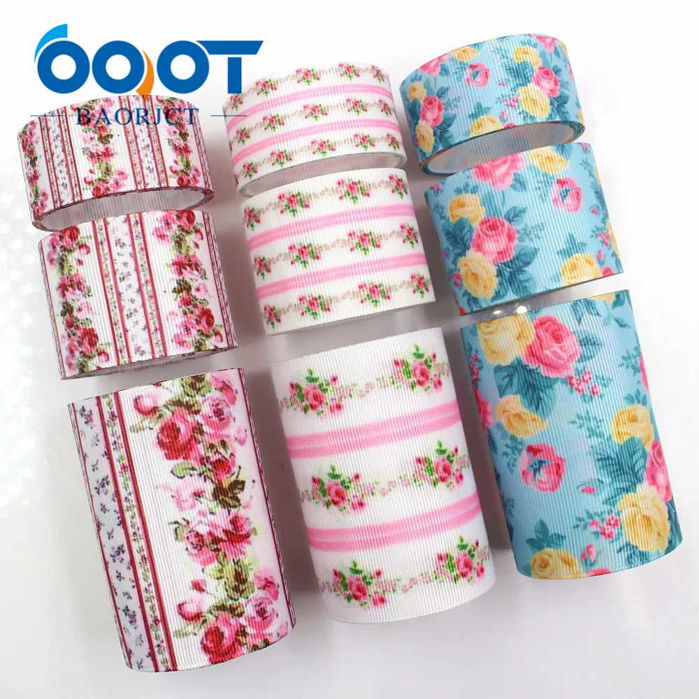 OOOT BAORJCT G-18815-938, 25/38/75 мм, 10 ярдов ленты с цветами Термальность с печатным рисунком grosgrain Свадебные аксессуары DIY материал