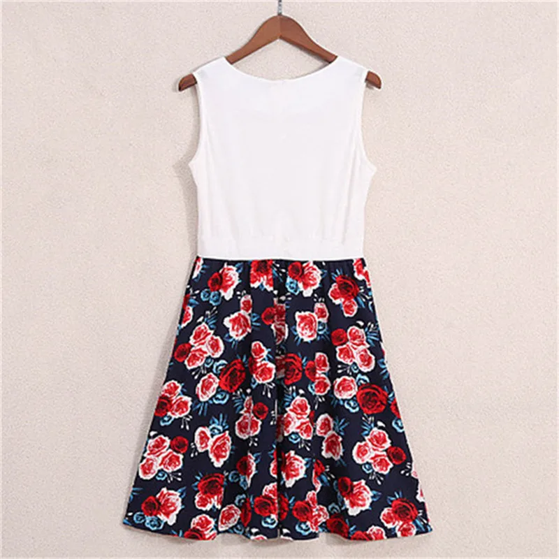

Family matching summer floral dress Mommy daughter Hot fashion sleeveless patchwork boho holiday casual sundress 3-8T Girl 2019