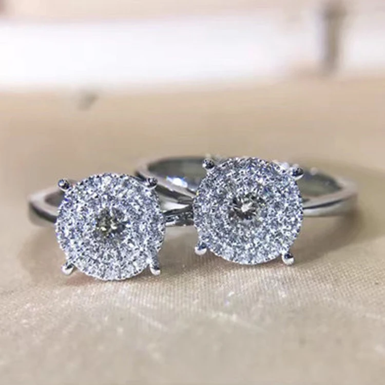 Lasamero 0.087ct Круглый Cut Сертифицированный природных кольцо с бриллиантом акценты 18 К