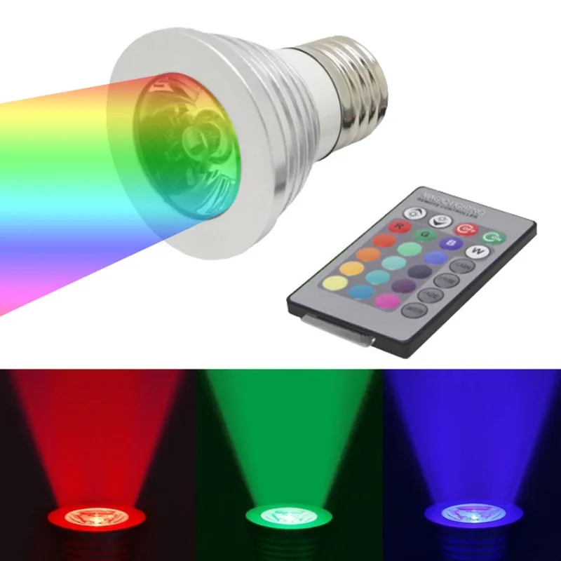 

4pcs/lot RGB LED Light 3W E27 E14 GU10 Led Spot Light Bulb 85-265V Multiple Color Change with Remote Control RGB Lighting