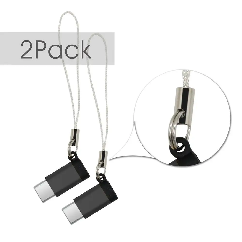 Черный 2 шт. USB 2,0 адаптер 2-Pack type-C к Micro USB адаптер конвертер для Xiaomi 4C 5 Galaxy 7 huawei P9 P10 Makbook Nokia N1 - Цвет: Черный