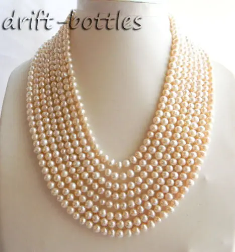 8Strands 18'' 6mm White Round Freshwater Pearl Necklace | Украшения и аксессуары