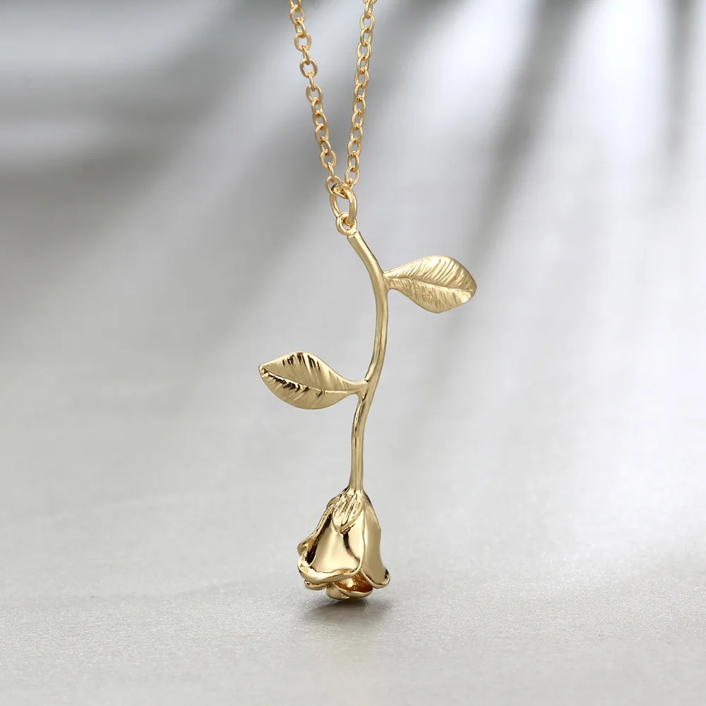 Женское колье чокер HOCOLE Bijoux Femme розовое золото с розовым цветком украшение в