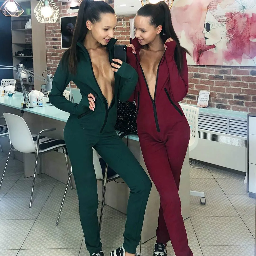 Женский спортивный комбинезон XUANSHOW повседневный цельный с длинными рукавами на