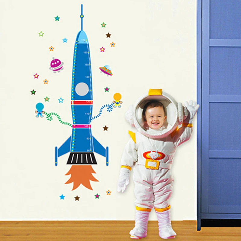 Фото 160x58 см космическая ракета настенные наклейки детская комната Детская Наклейка