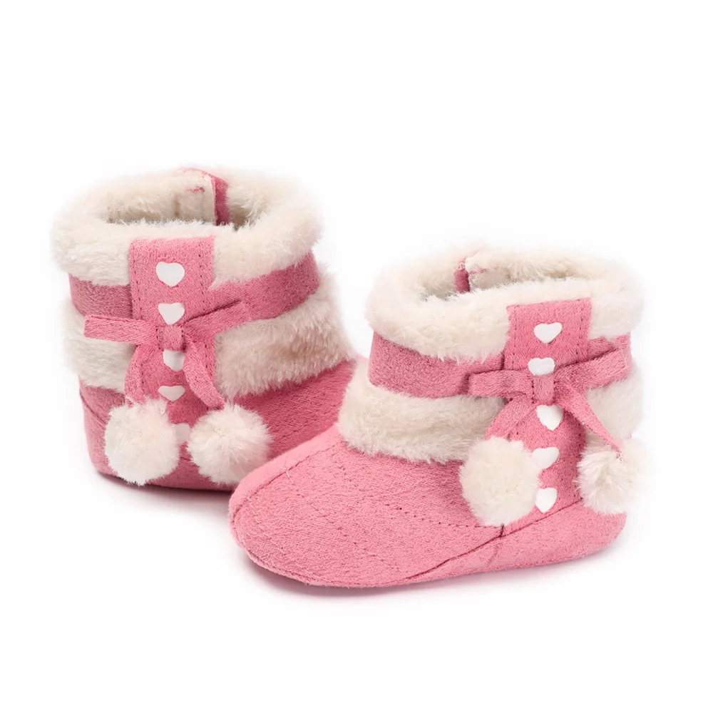 Зимняя Теплая обувь для малышей мальчиков девочек Первые ходунки Двойные шары