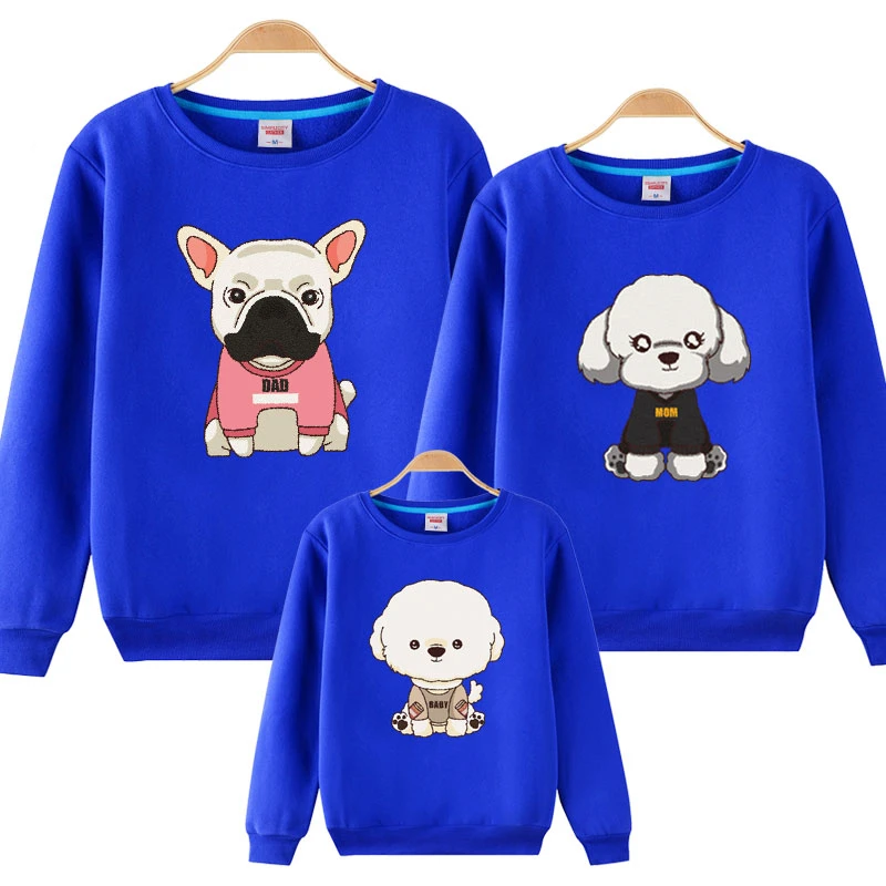 Весенне-осенняя коллекция 2018 года одежда для семьи с мультяшным щенком мамы и