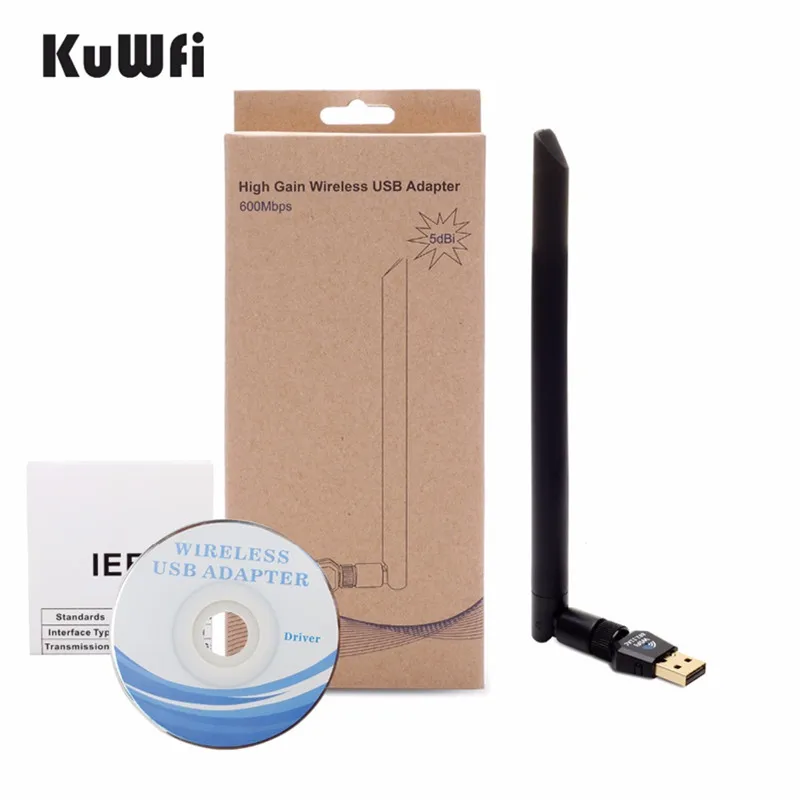 KuWfi USB Wifi адаптер 600 Мбит/с беспроводная сетевая карта Ethernet антенный приемник