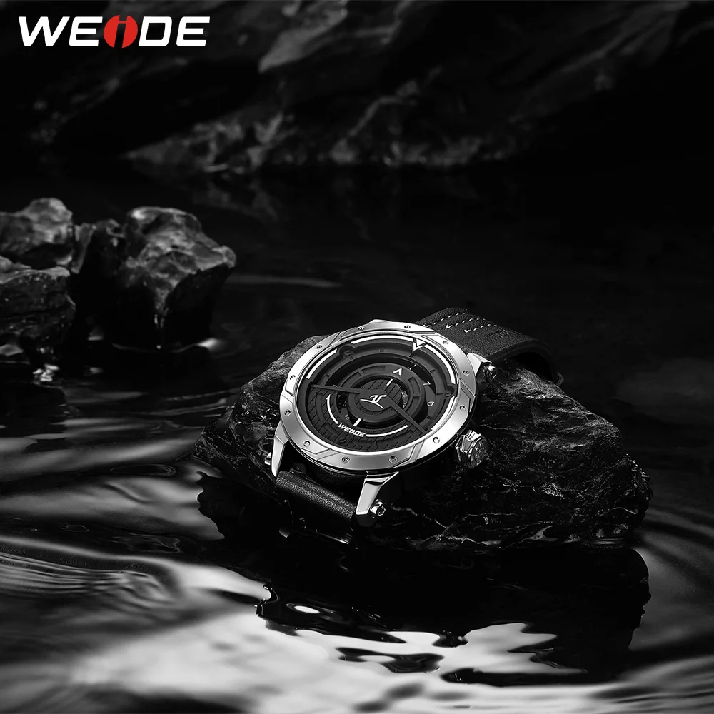 WEIDE спортивные мужские наручные часы с кожаным ремешком Цифровые кварцевые