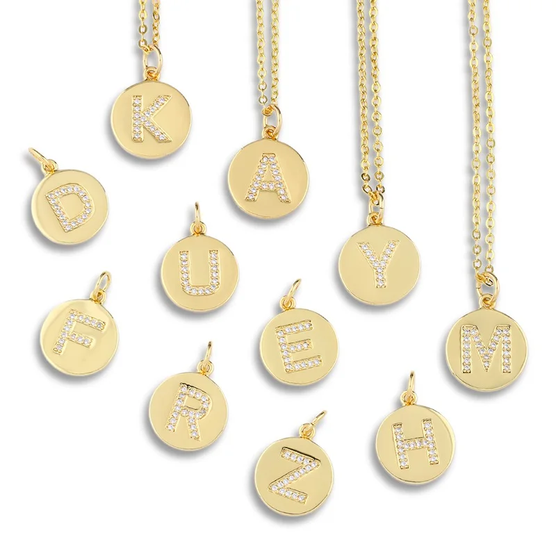 Ожерелье OCERIO с надписью для девушек теннисные буквы розовое золото 26 букв монета