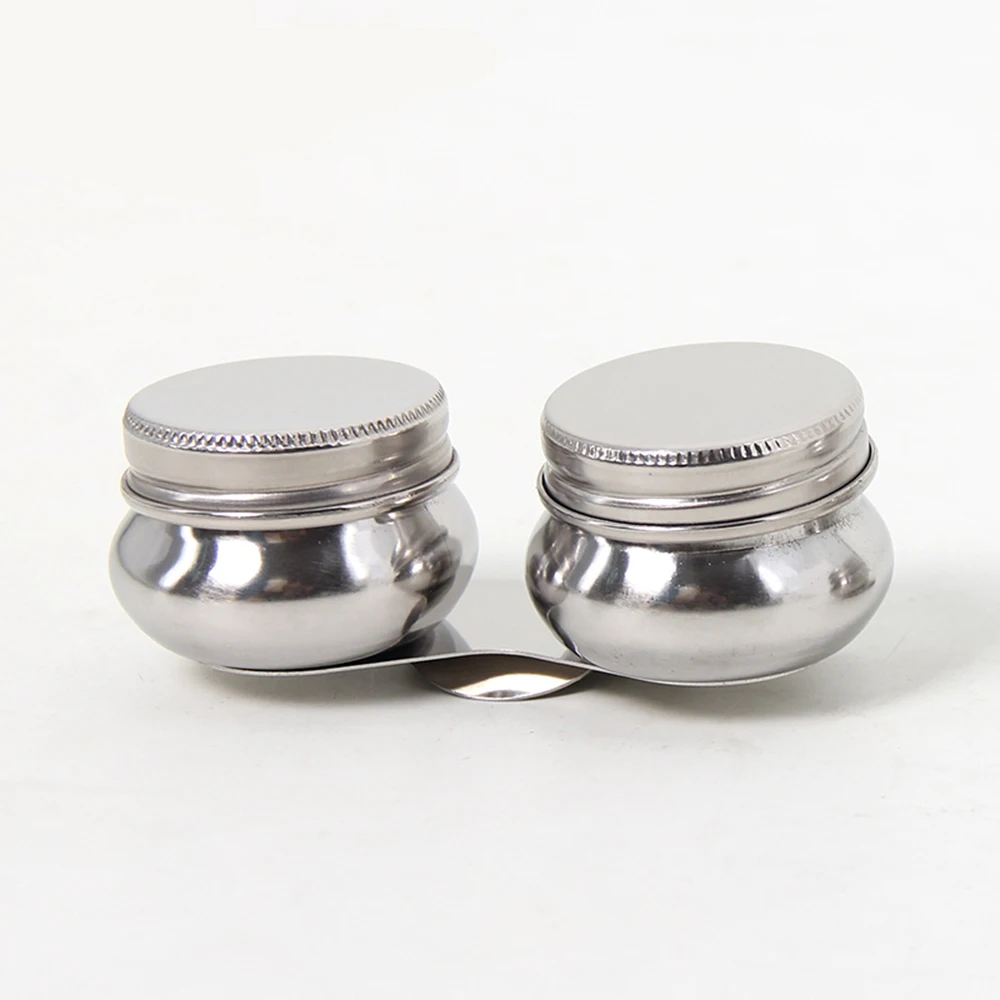 1Piece Stainless Steel Oil Palette Single Double Hole Dipper Painting Pot Art Supplies | Канцтовары для офиса и дома