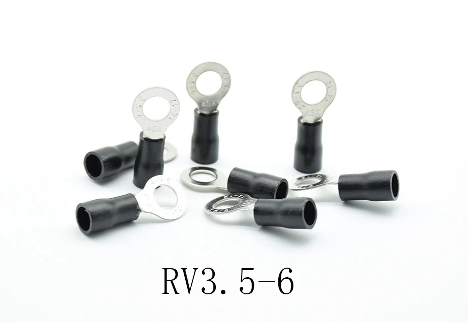 50 шт. черное кольцо обжимной изоляции RV3.5-4 RV3.5-5 RV3.5-6 3,5-8 жильный кабель соединитель AWG