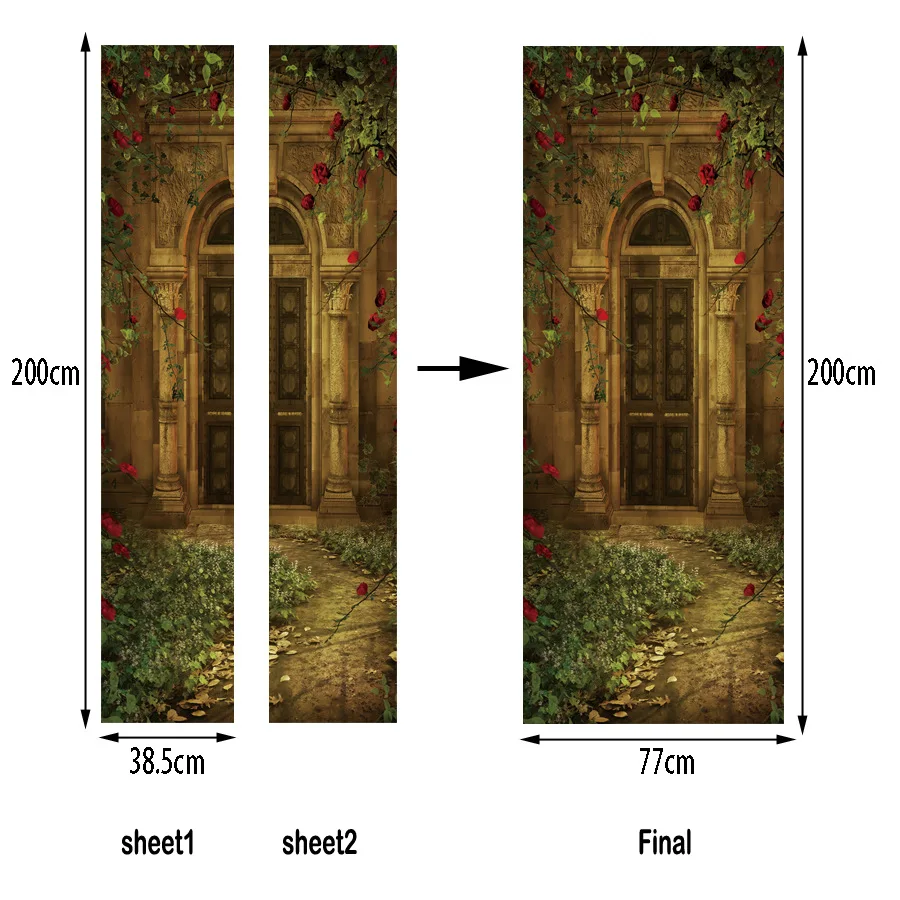 

77*200cm European Style Villa Door Sticker For Living Room Bedroom Creative Self Adhesive Wallpaper Vinyl Waterproof Mural Decal