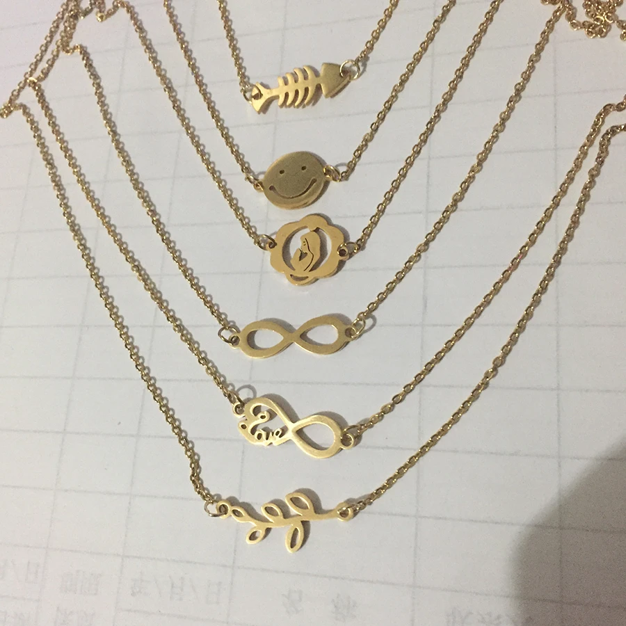 

Trendy Women Choker Necklace Stainless Steel Never Fade Handmade Heart Bowknot Cross Letter Virgin Mary Female Necklace Jewelry