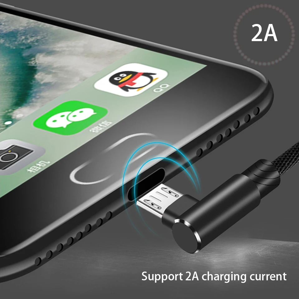 1/2/3 метра длиной 90 градусов Micro USB Мобильный телефон зарядный кабель для Samsung Galaxy