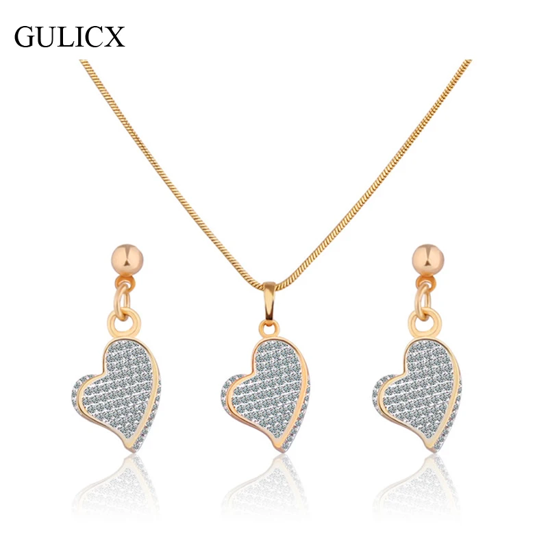GULICX модный бренд золотистого цвета Свадебные Ювелирные наборы для женщин