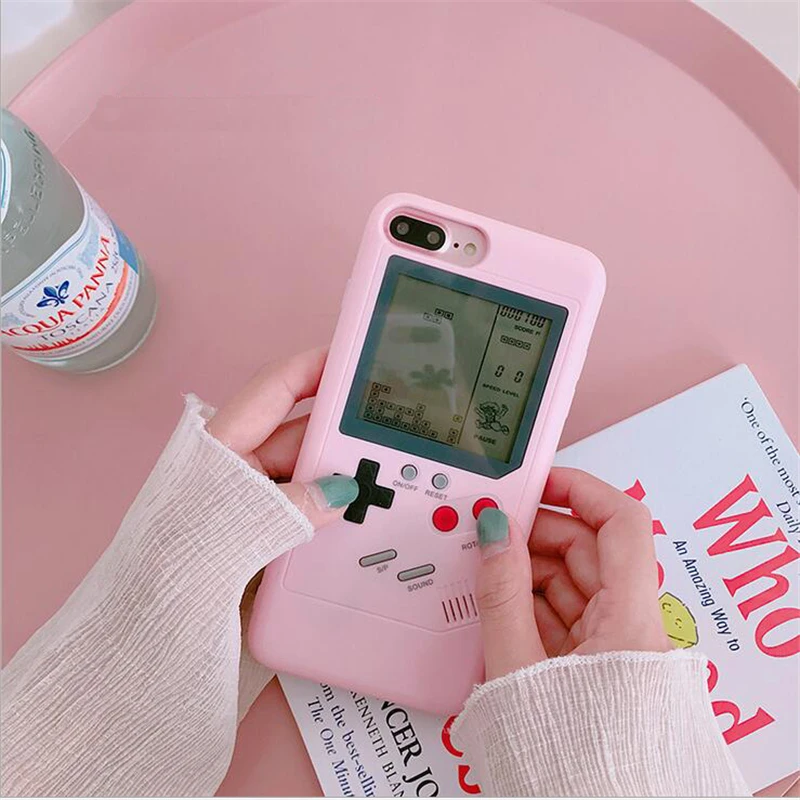 Розовый цвет дисплей Gameboy Мягкий силиконовый чехол для зарядного устройства для телефона Gameboy чехол для iPhone 6 6S 7 8 Plus X Classic