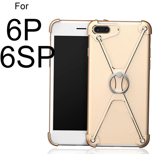 Бампер чехол для iPhone 7 8 Plus, тонкий алюминиевый металлический X-Frame телефон бамперы с кольцом держатель и винт - Цвет: For iphone 6 6s plus