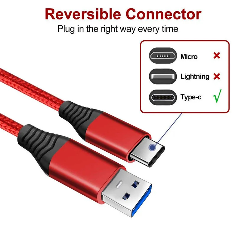 Кабель USB Type-C длиной 1 8 м быстрое зарядное устройство для синхронизации данных