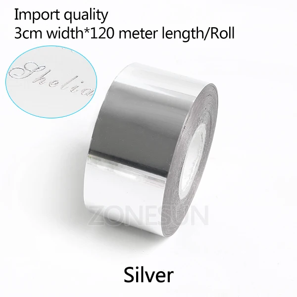 silver ZONESUN 3 см рулоны золото серебро Горячая фольга тиснение бумаги ремесло бумага имитация медной фольги бумага для термопресса машина передачи - Цвет: silver