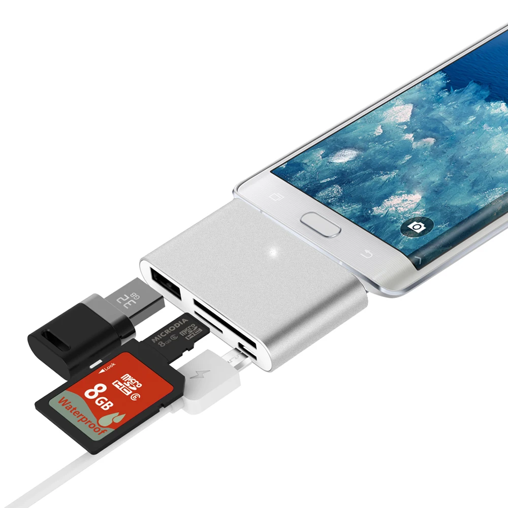 JZYuan 4 в 1 USB C концентратор с 2 слотами Type TF SD карта Usb 3 0 OTG кардридер для MacBook Pro