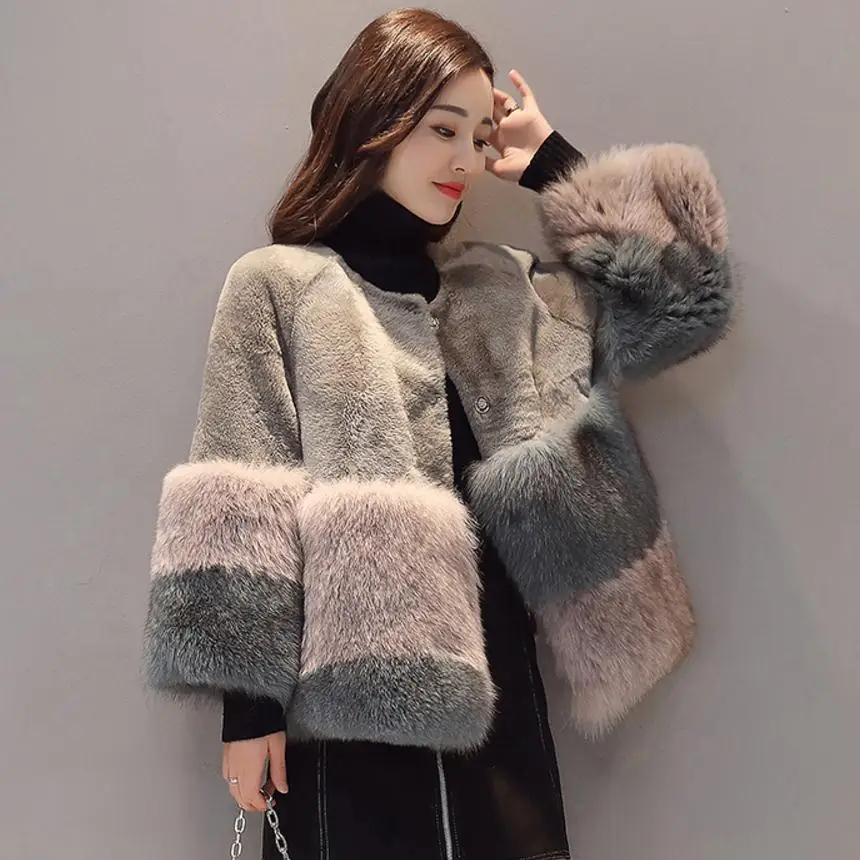 S-2XL размера плюс зимняя новая модная брендовая куртка из искусственного лисьего меха Женская Роскошная теплая шуба из искусственного меха хит цвета wj1833