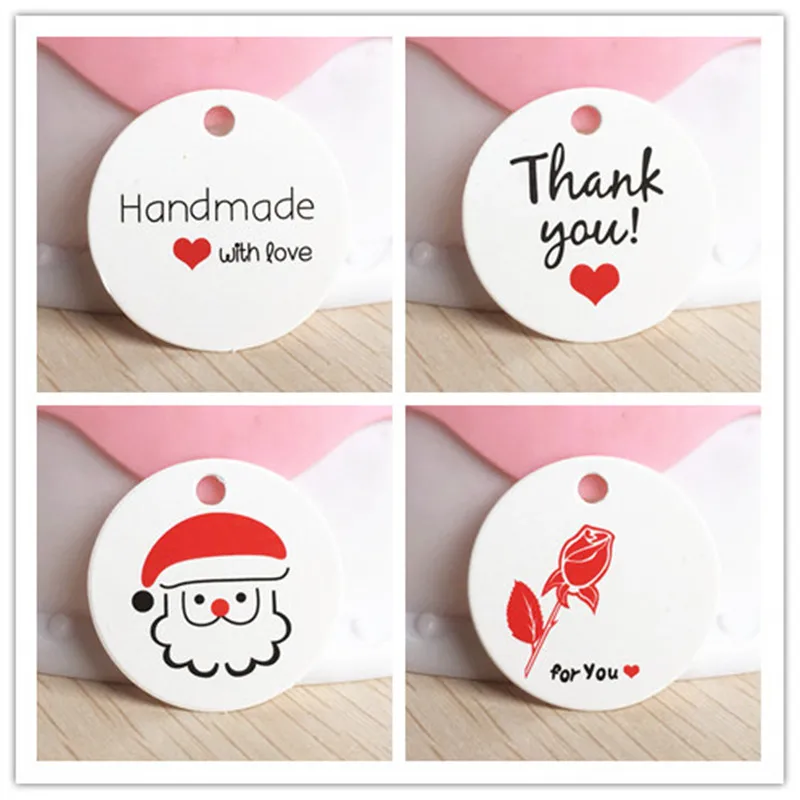 White Round Shape Paper Tags for Weeding Christmas Birthday Party Favors Gift Cake Bags Garment Package Label 500Pcs/Lot | Дом и сад