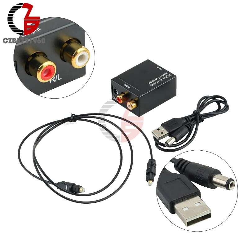

Digital to Analog Audio Converter Adapter Digital Optical Fiber Coaxial RCA Toslink Signal to Analog Audio Converter RCA for DVD