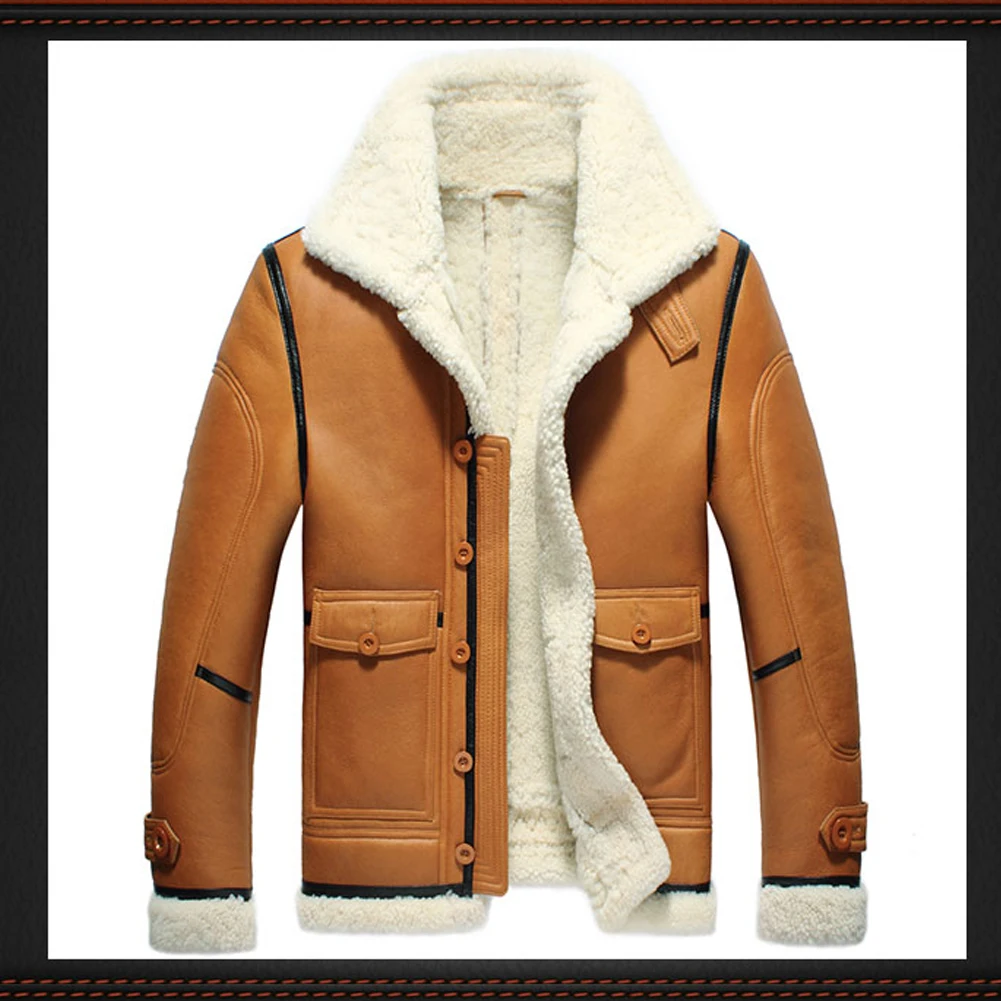 Мужская куртка B3 Flight Shearling зимняя теплая мужское короткое пальто|Мужские кожаные