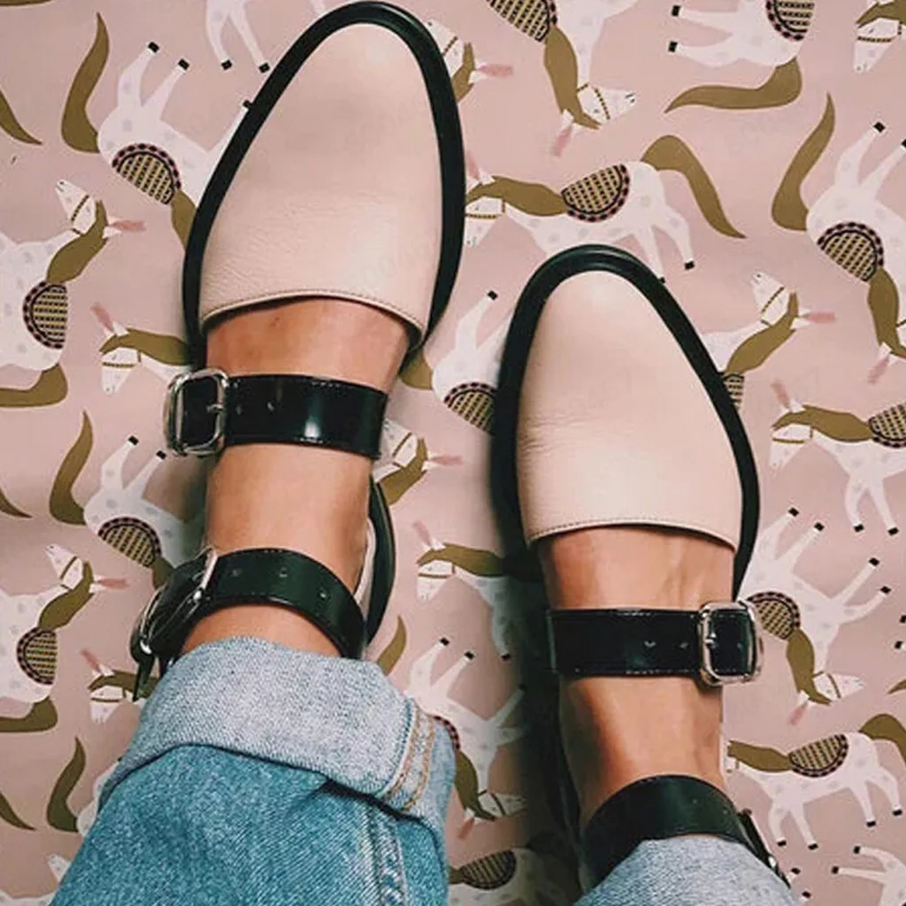 Женские туфли-лодочки на низком каблуке SAGACE повседневные легкие туфли с ремешком