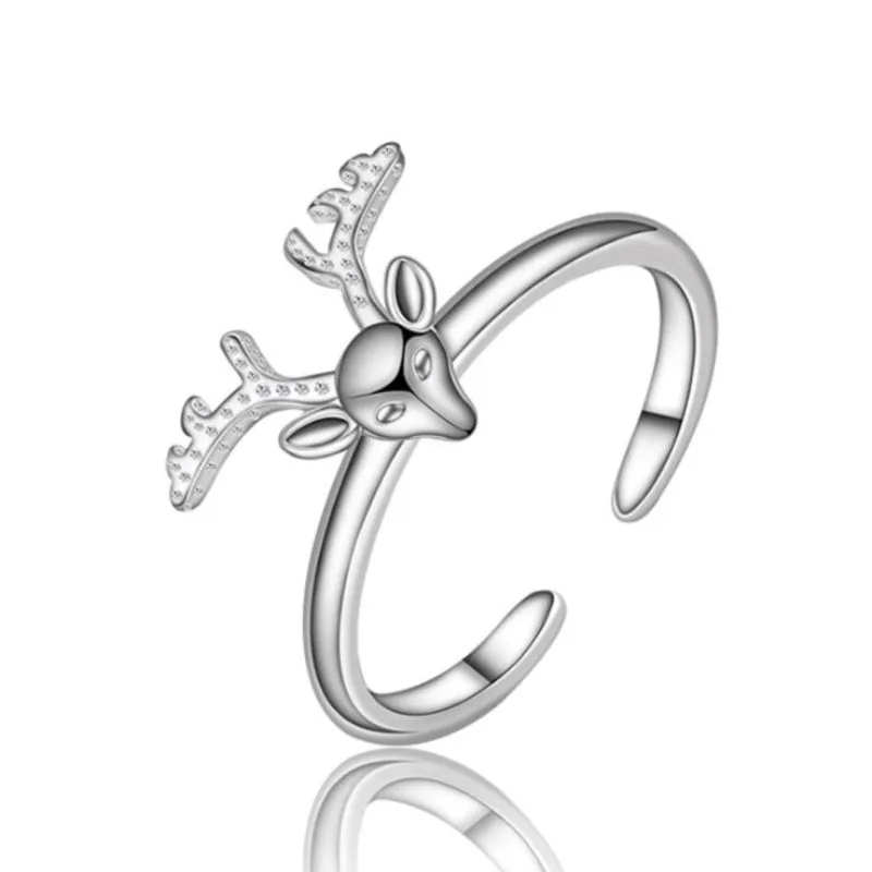 

Personality Exquisite Silver Plated Jewelry Female Moose Temperament Fashion The Head Of Deer Opening Rings XZR001