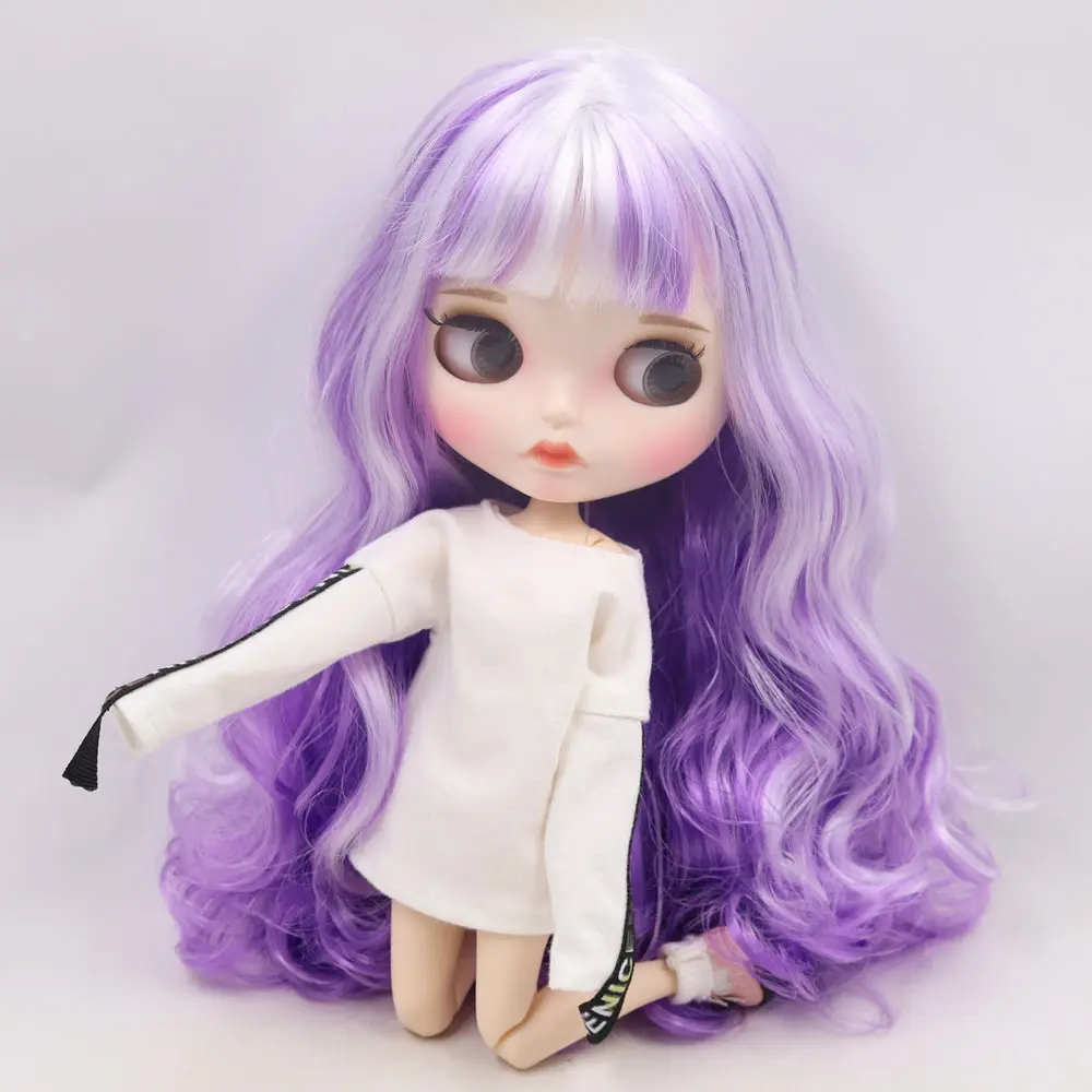 Ледяной обнаженный Blyth Кукла № 280BL136/7216 белый микс фиолетовые волосы резные губы матовые индивидуальные лица соединение тела 1/6 bjd