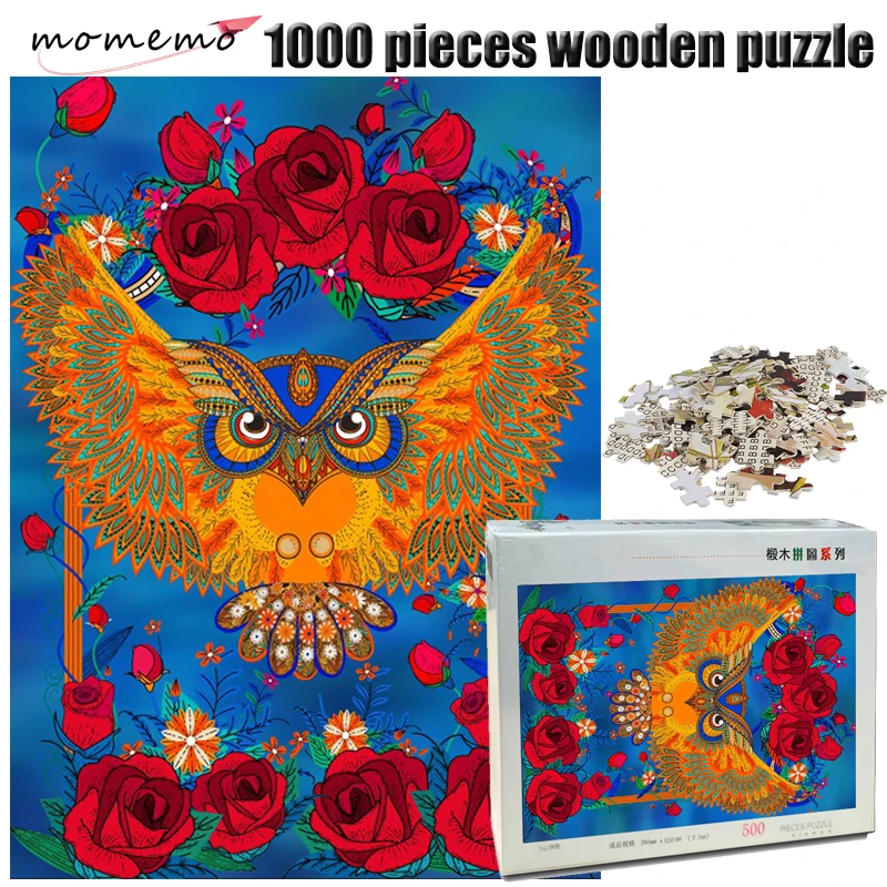 MOMEMO Сова и Роза деревянная мозаика паззл для взрослых 1000 шт. игрушка Цвет