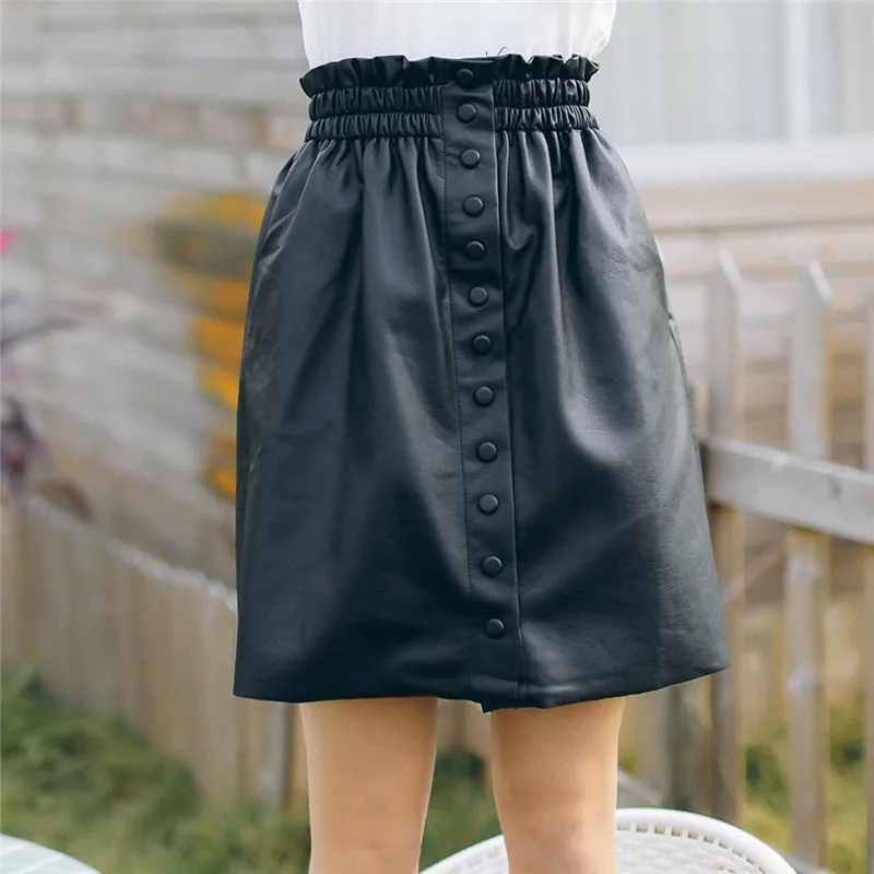 Новинка юбки из искусственной кожи для женщин 2019 Женская юбка с высокой талией и
