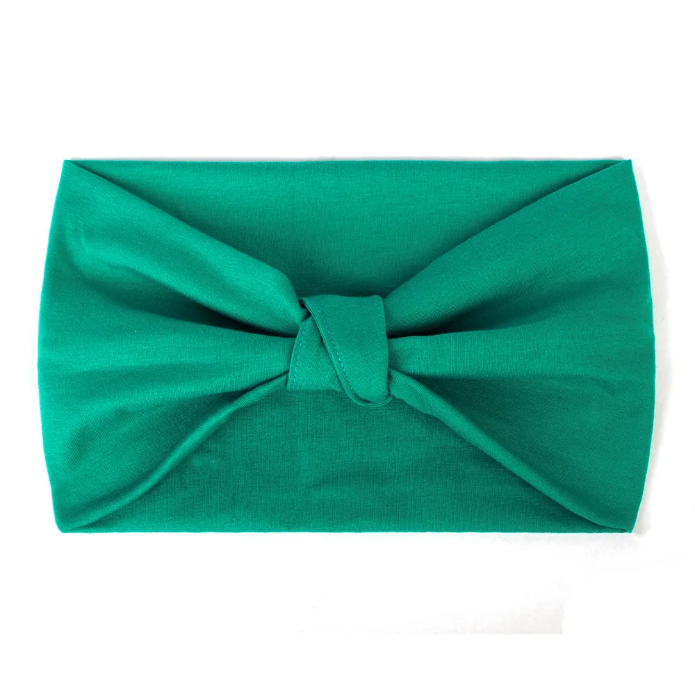 jade green Geebro модная однотонная женская головная повязка летнее оголовье для девочек женские широкие тюрбан завязываемые эластичные хлопковые аксессуары для волос DQ711 - Цвет: jade green