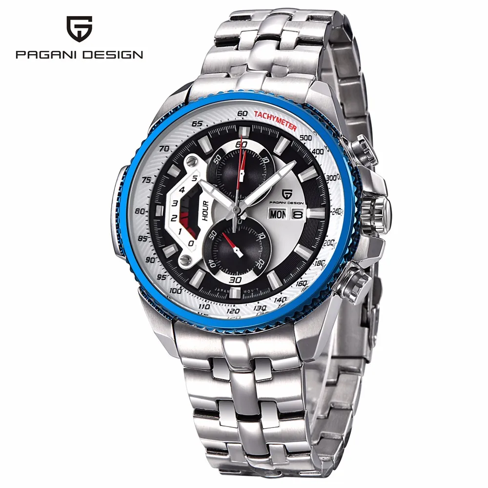 Для мужчин s гонки кварцевые часы многофункциональные Нержавеющая сталь мужской