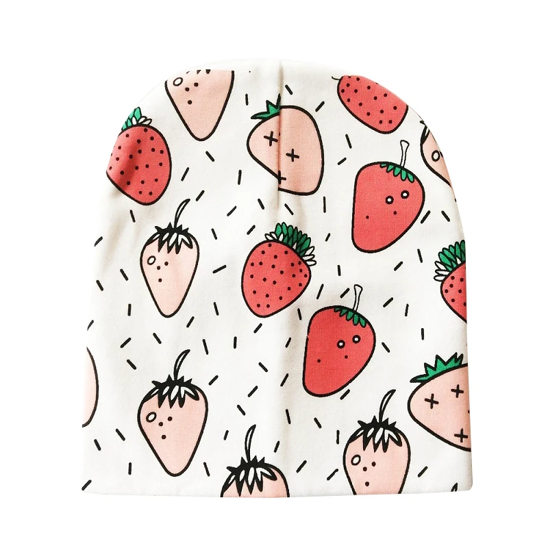 strawberry Брендовая детская шапка, вязаные хлопковые детские шапки с рисунком медведя и Бэтмена для мальчиков и девочек, детские шапки на весну, осень и зиму, детская шапочка - Цвет: strawberry
