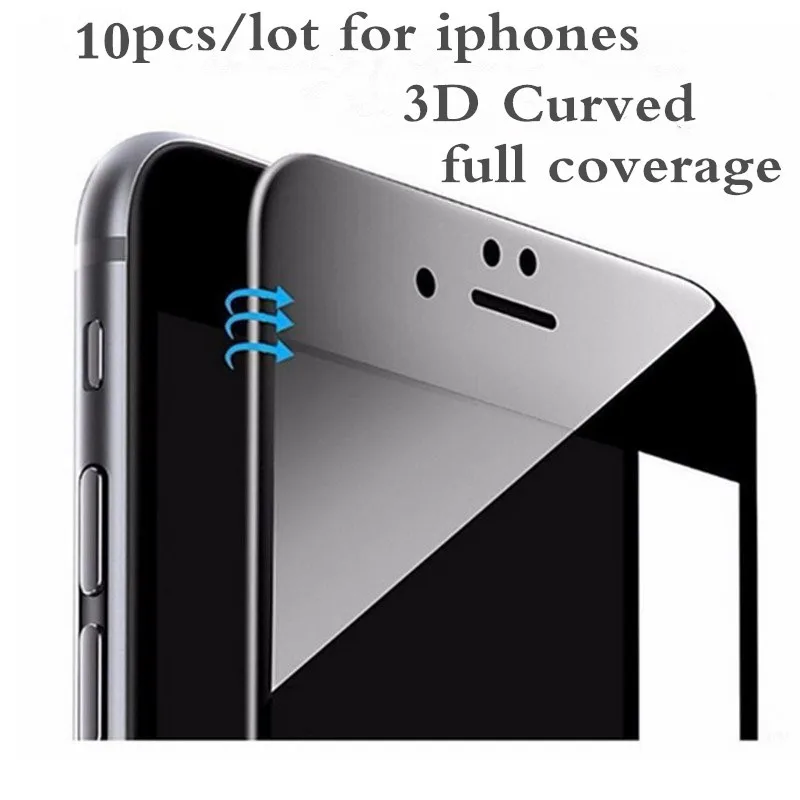 

10Pcs 3D Curved Soft Edge Tempered Glass For iPhone 7 8 6 6s Plus Phone Screen Protector Film For iPhone X XR XS 11Pro Max Case